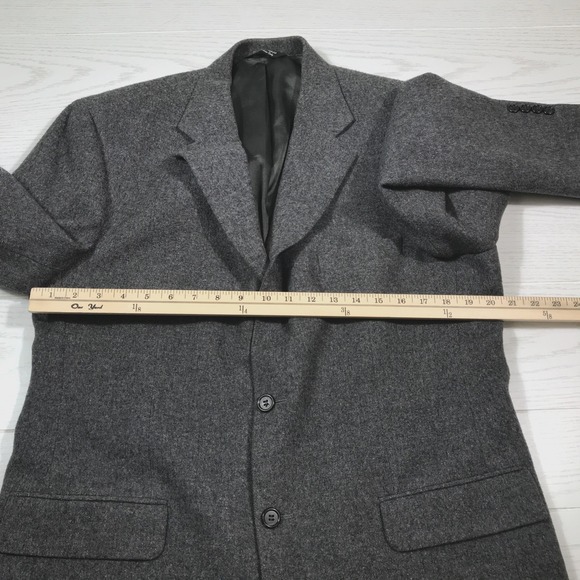 Vintage Bill Blass Tweed Wool Blazer 40R Solid Gray Sport Coat Jacket 3 Button - Picture 3 of 15